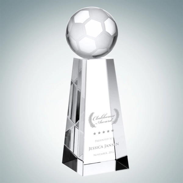Crystal Glass Soccer Ball with Tall Base