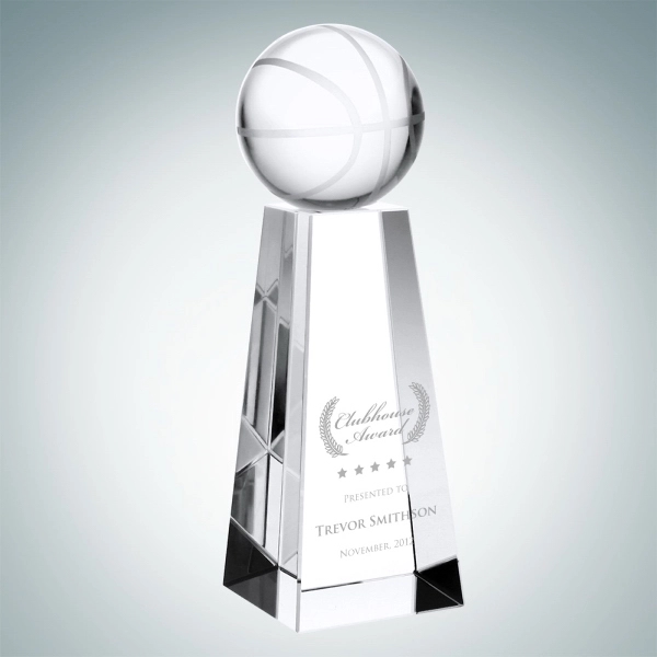 Crystal Glass Basketball with Tall Base