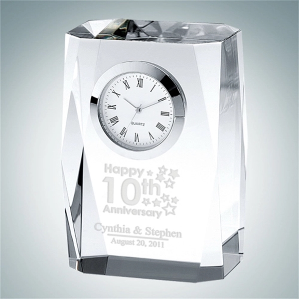 Beveled Column Crystal Glass Clock