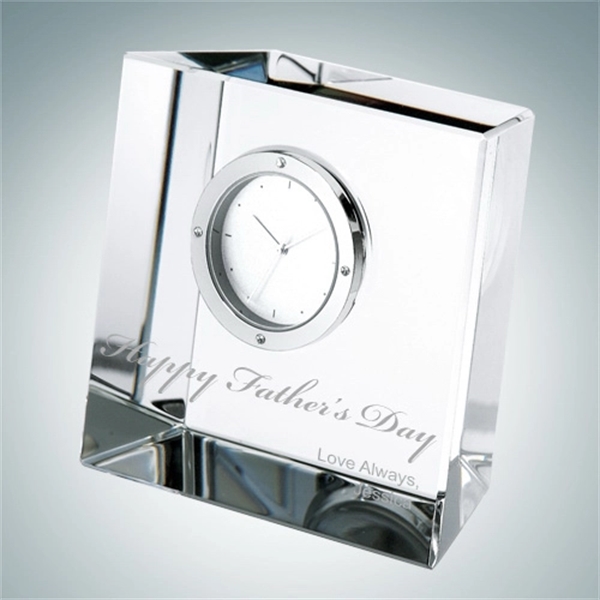 Slanted Block Crystal Glass Clock