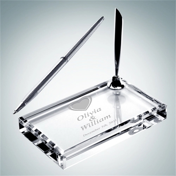 Crystal Glass with Single Pen Set