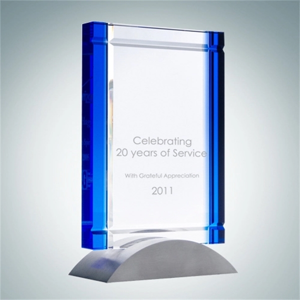 Custom Blue Deco Crystal Glass Award