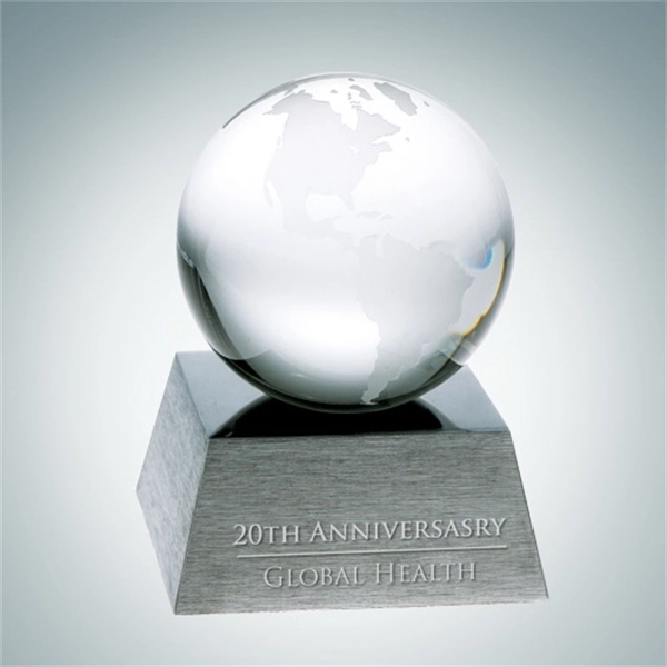 Clear Ocean Globe with Aluminum Base