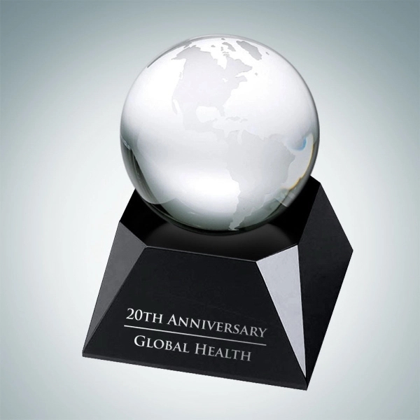 Clear Ocean Globe with Black Crystal Base
