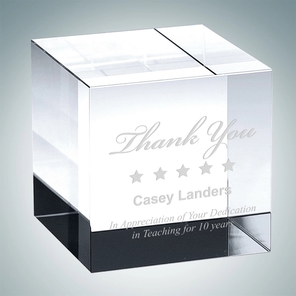Crystal Straight Cube Paperweight