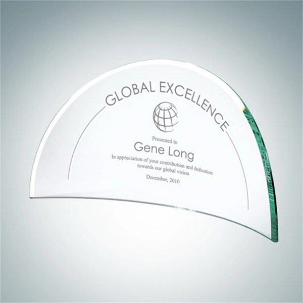 Jade Glass Beveled Moon Award Small