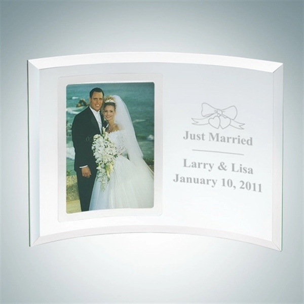 Jade Glass Personalize Curved Vertical Silver Photo Frame