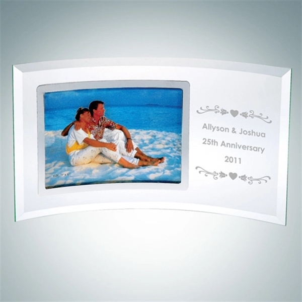 Jade Glass Personalize Curved Horizontal Silver Photo Frame