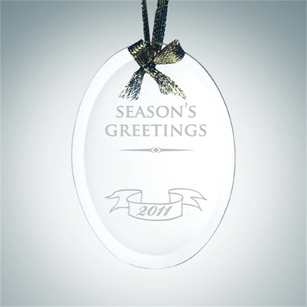Beveled Jade Glass Oval Ornament