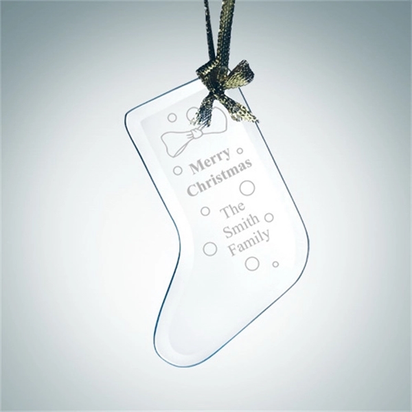 Beveled Stocking Jade Glass Ornament
