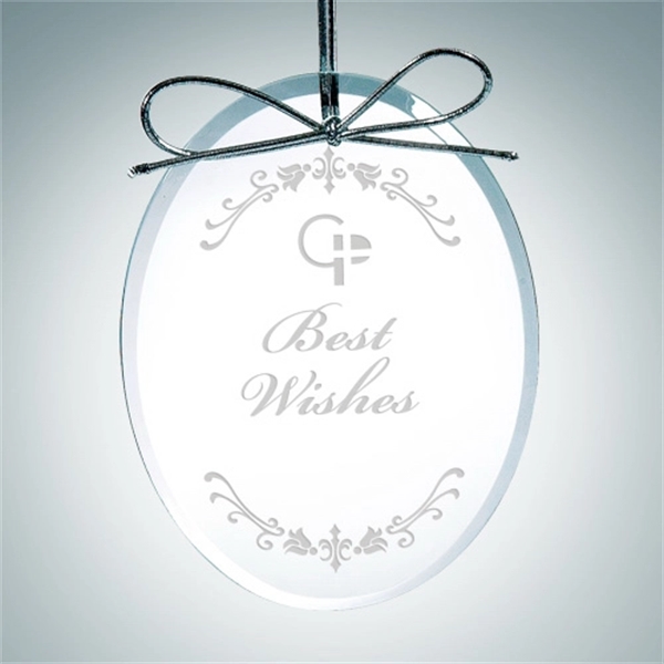 Beveled Oval Clear Glass Ornament
