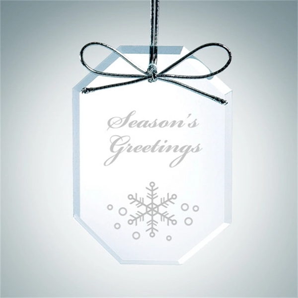 Beveled Long Octagon Clear Glass Ornament