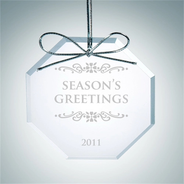 Beveled Octagon Clear Glass Ornament