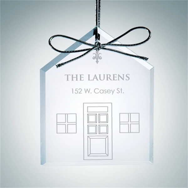 Beveled House Clear Glass Ornament
