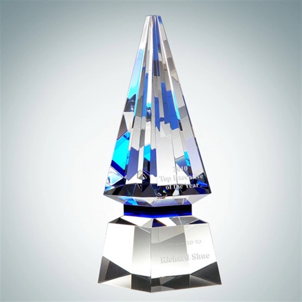 Custom Blue Spiral Crystal Glass Award