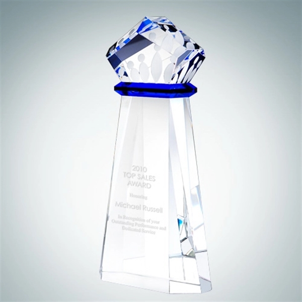 Custom Crown Achievement Crystal Glass Award