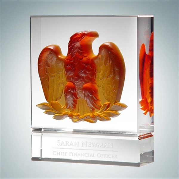 Pate de Verre Optical Crystal Majestic Amber Eagle