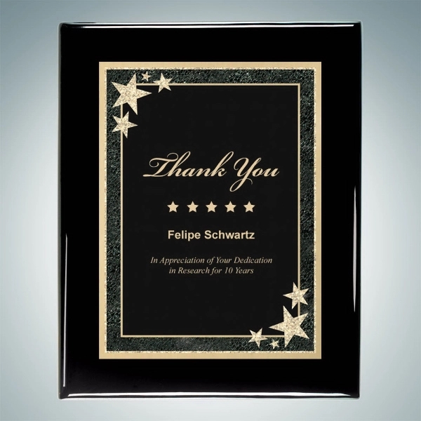 Black Piano Finish Plaque - Starburst Plate
