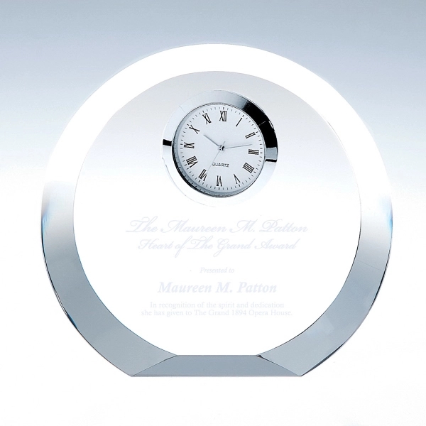 Personalized Circle Silver Crystal Glass Clock