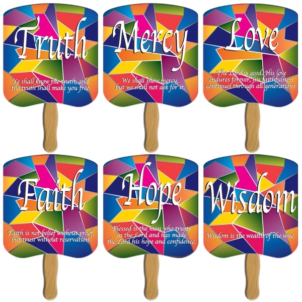 Assorted Religious Hand Fan Stock Graphic - Assorted Religious Hand Fan Stock Graphic - Image 0 of 1