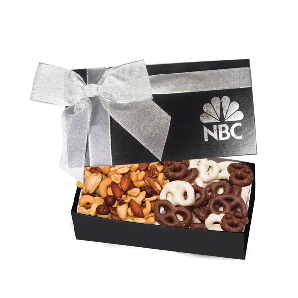 The Executive Chocolate Covered Pretzel & Mixed Nut Gift Box