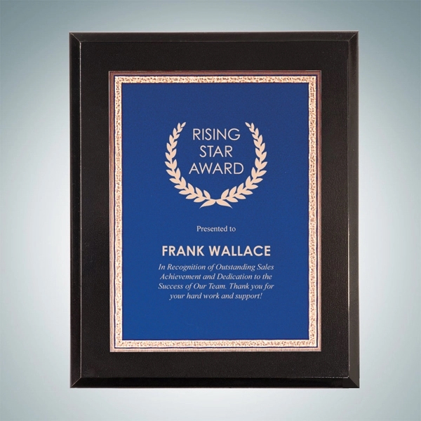 High Gloss Solid Black Plaque- Blue Victory Plate
