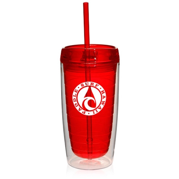 16 oz. Double Wall Acrylic Tumblers With Straw