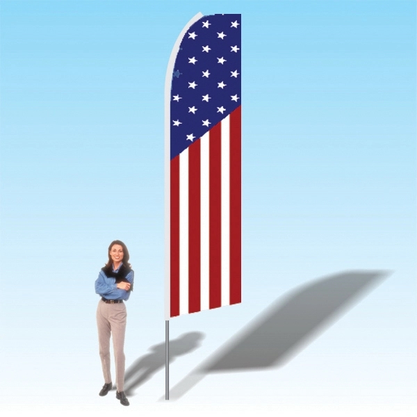 Single Sided 12' Promo Flag w/Ground Stake - Dye Sublimated - Single Sided 12' Promo Flag w/Ground Stake - Dye Sublimated - Image 0 of 0