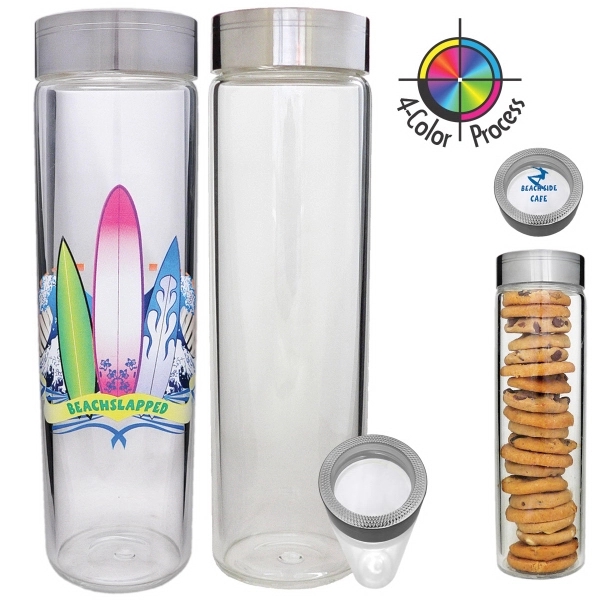 16oz Glass Cylinder Water Bottle with Lid