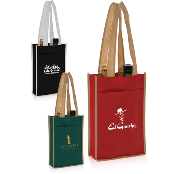 Two Bottle Non-Woven Wine Bags - Two Bottle Non-Woven Wine Bags - Image 0 of 6