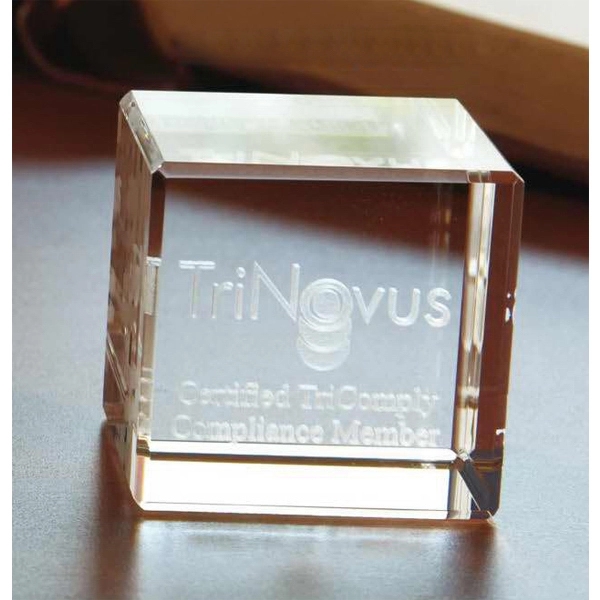 Small Flat Cube 3D Crystal Award - Small Flat Cube 3D Crystal Award - Image 0 of 1