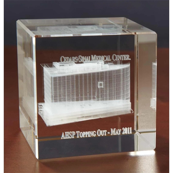 Large Flat Cube 3D Crystal Award - Large Flat Cube 3D Crystal Award - Image 0 of 1