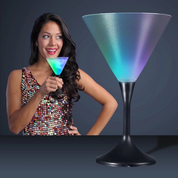 Frosted LED Martini Glass with Classy Black Base BNoticed | Put a Logo
