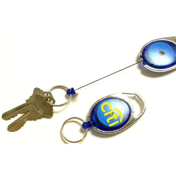 Oval Shape Retractable Key Holder with Carabiner Clip - Oval Shape Retractable Key Holder with Carabiner Clip - Image 0 of 5