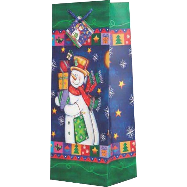 3D Holiday Wine Bottle Gift Bag - 3D Holiday Wine Bottle Gift Bag - Image 5 of 6