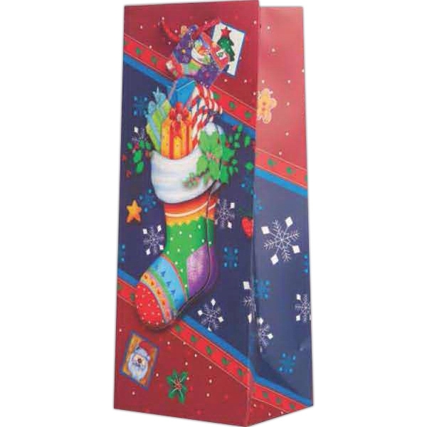 3D Holiday Wine Bottle Gift Bag - 3D Holiday Wine Bottle Gift Bag - Image 4 of 6