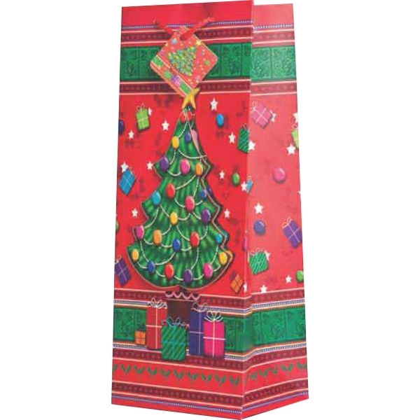 3D Holiday Wine Bottle Gift Bag - 3D Holiday Wine Bottle Gift Bag - Image 3 of 6