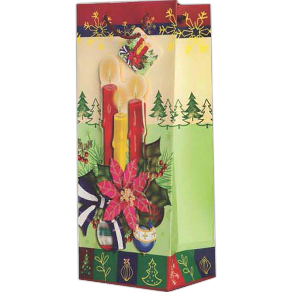 3D Holiday Wine Bottle Gift Bag - 3D Holiday Wine Bottle Gift Bag - Image 0 of 6