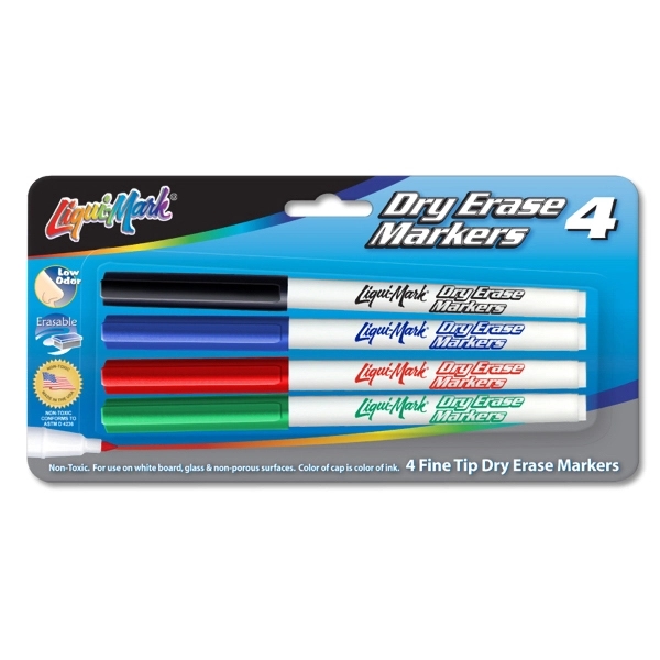 4 Pack Dry Erase Markers - Fine Tip - USA Made - 4 Pack Dry Erase Markers - Fine Tip - USA Made - Image 0 of 0