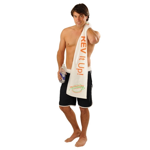 Premium Velour, 11 x 44, 4 lb., White, Fitness Towel - Premium Velour, 11 x 44, 4 lb., White, Fitness Towel - Image 2 of 3