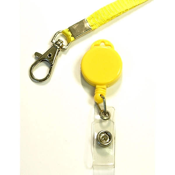 Round retractable badge holder with lanyard - Round retractable badge holder with lanyard - Image 3 of 4