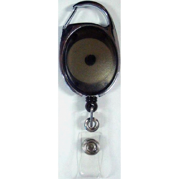 Oval shape retractable badge holder with carabiner clip - Oval shape retractable badge holder with carabiner clip - Image 6 of 8
