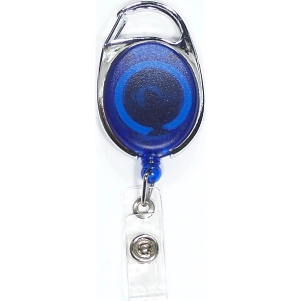 Oval shape retractable badge holder with carabiner clip - Oval shape retractable badge holder with carabiner clip - Image 5 of 8