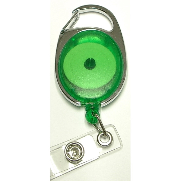 Oval shape retractable badge holder with carabiner clip - Oval shape retractable badge holder with carabiner clip - Image 4 of 8
