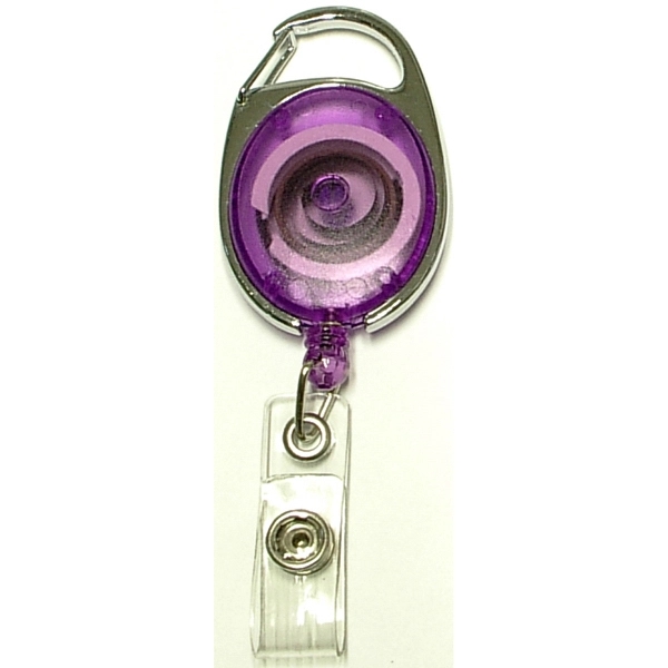 Oval shape retractable badge holder with carabiner clip - Oval shape retractable badge holder with carabiner clip - Image 3 of 8
