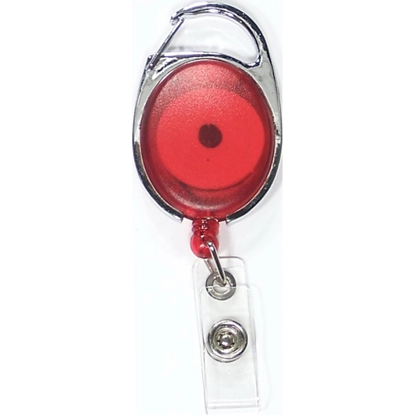 Oval shape retractable badge holder with carabiner clip - Oval shape retractable badge holder with carabiner clip - Image 2 of 8