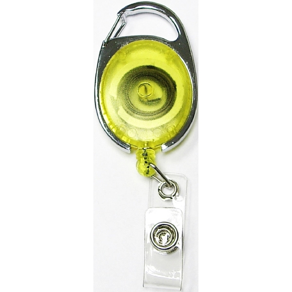 Oval shape retractable badge holder with carabiner clip - Oval shape retractable badge holder with carabiner clip - Image 1 of 8