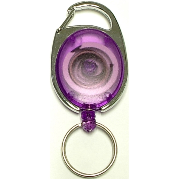 Oval Shape Retractable Key Holder with Carabiner Clip - Oval Shape Retractable Key Holder with Carabiner Clip - Image 2 of 5
