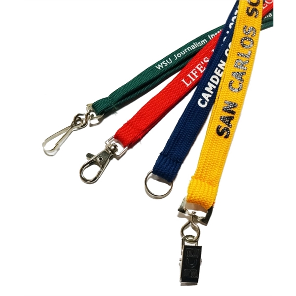 5/8 Cotton Lanyard Bulldog Clip Green