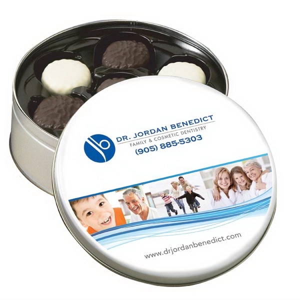 Collector Tin Filled With Chocolate Covered Sandwich Cookies